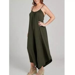 Women's Spaghetti Strap Jumpsuit With Asymmetrical Leg Hem